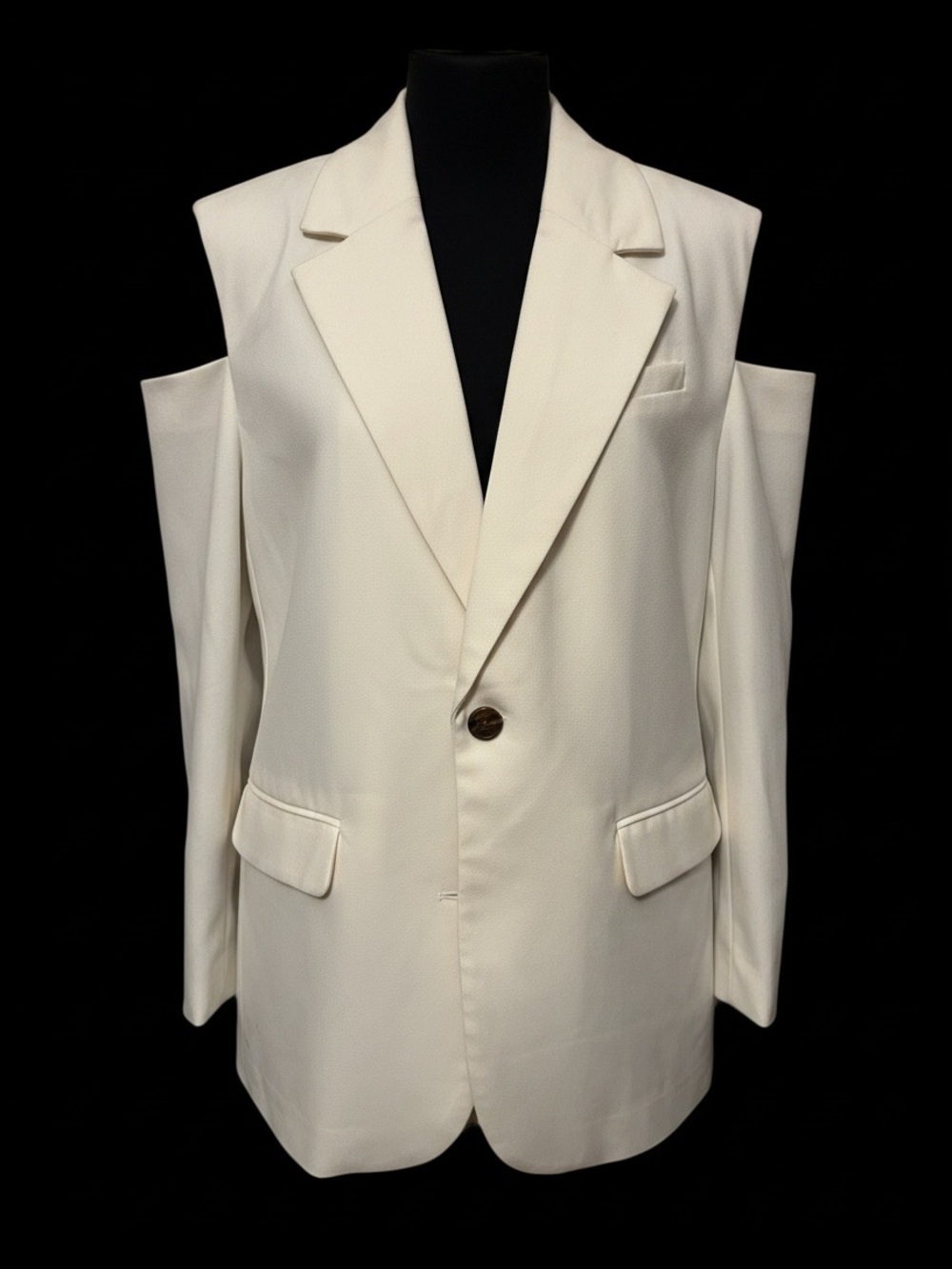 Future Collective Cold-Shoulder Blazer in Cream